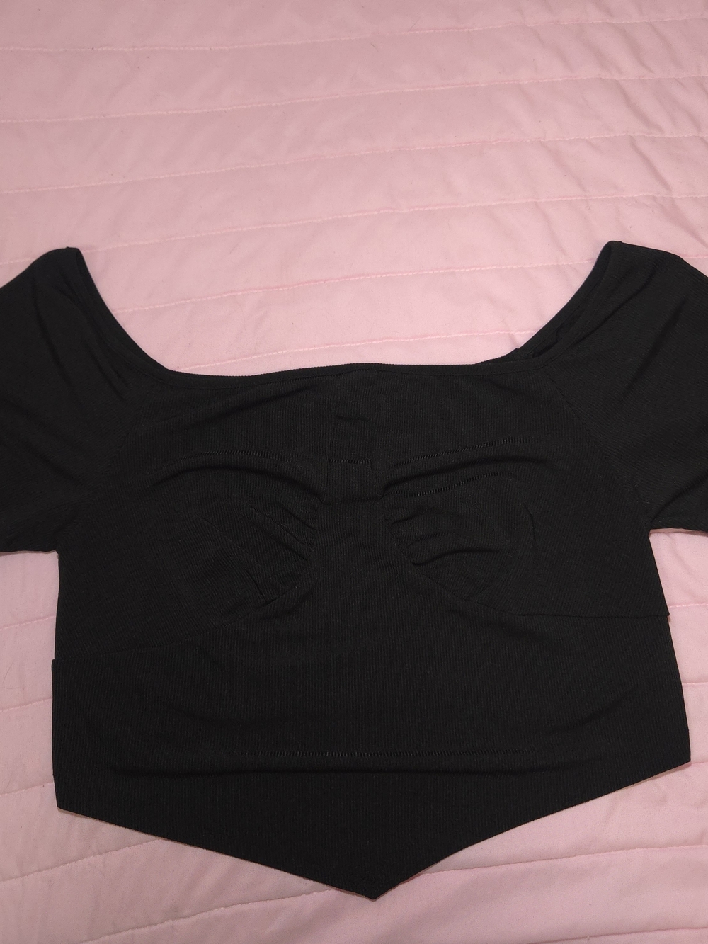 SHEIN Black Off-Shoulder Ribbed Crop Top